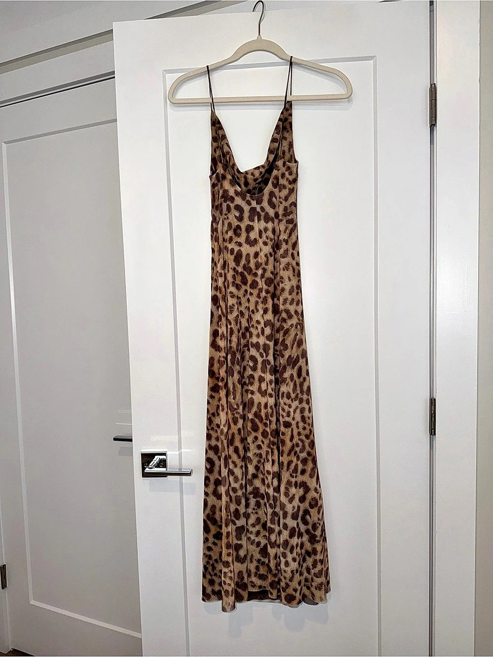 Zara Leopard Print Cowl Neck Maxi Slip Dress Size Small